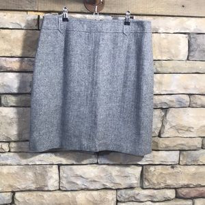 Talbots A-Line Grey Herringbone Wool Mini Skirt